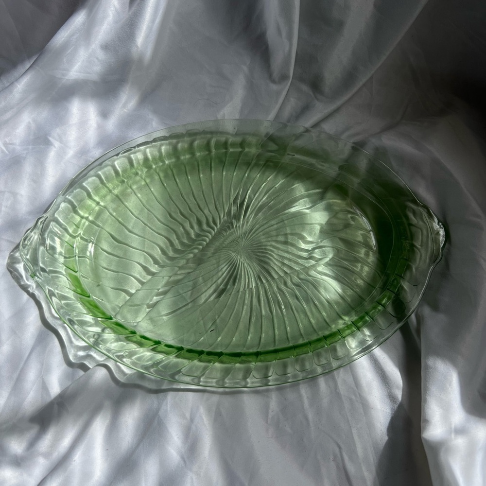 Vintage uranium glass serving platter